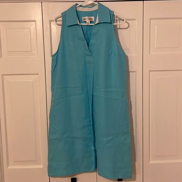 Sara Campbell Blue Linen Dress M - Picture 1 of 4